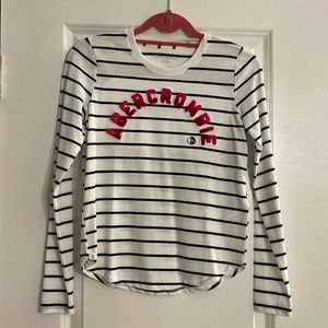 Abercrombie girls long sleeve shirt white w/ navy stripes
